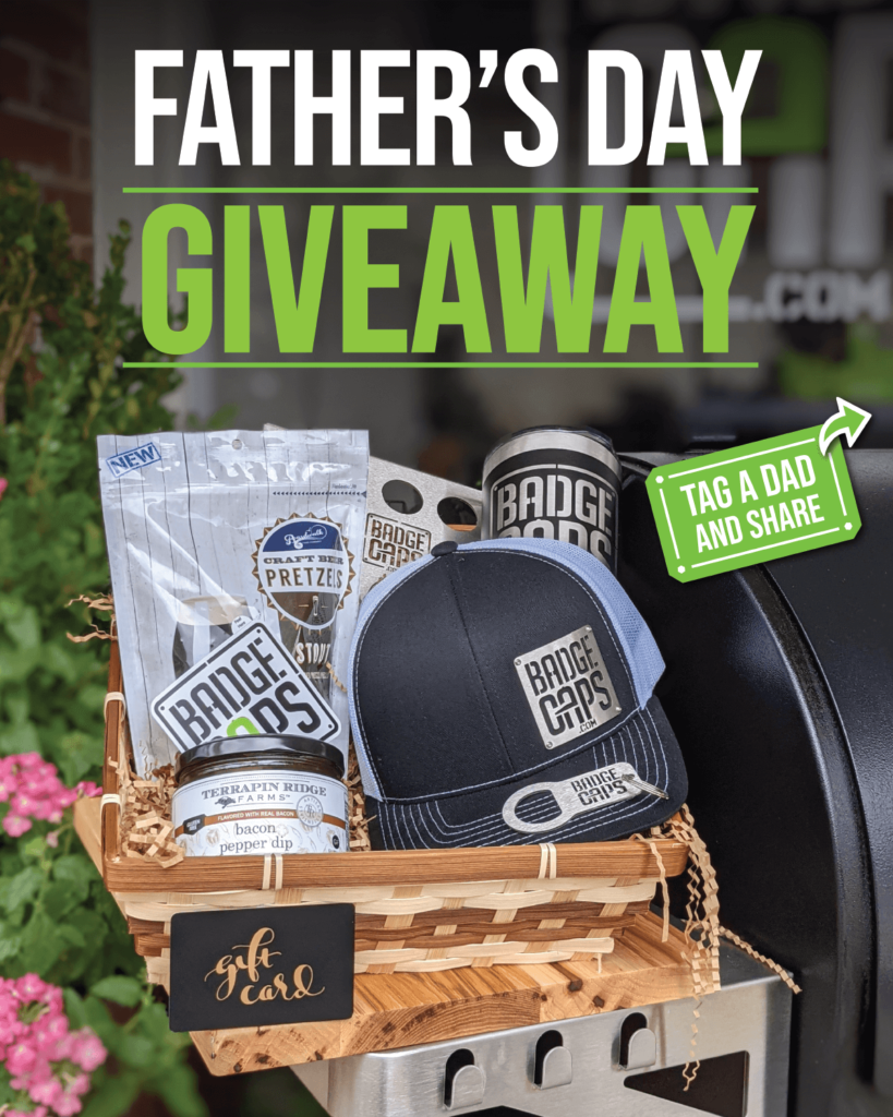 Father's Day giveaway basket with stainless steel goods and gift card