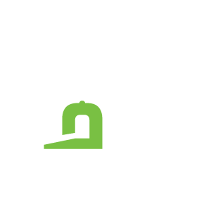 badgecaps white logo with green acccent