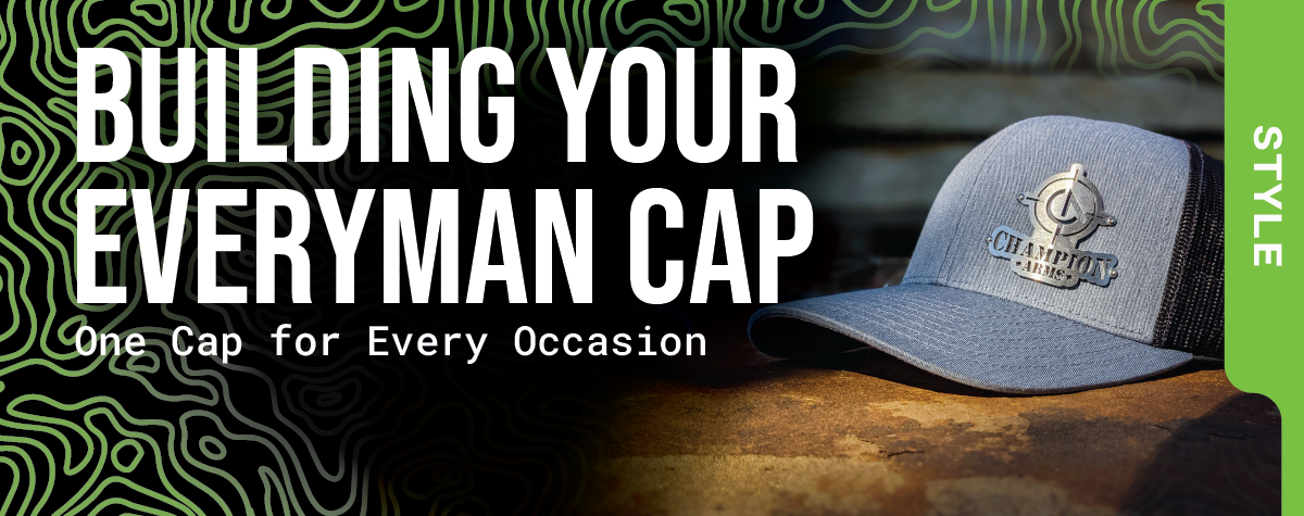 Featured Image that reads: Building Your Everyman Cap: One Cap for Every Occasion. Photo of Champion Arms stainless steel BadgeCap sitting on a rock in the sun